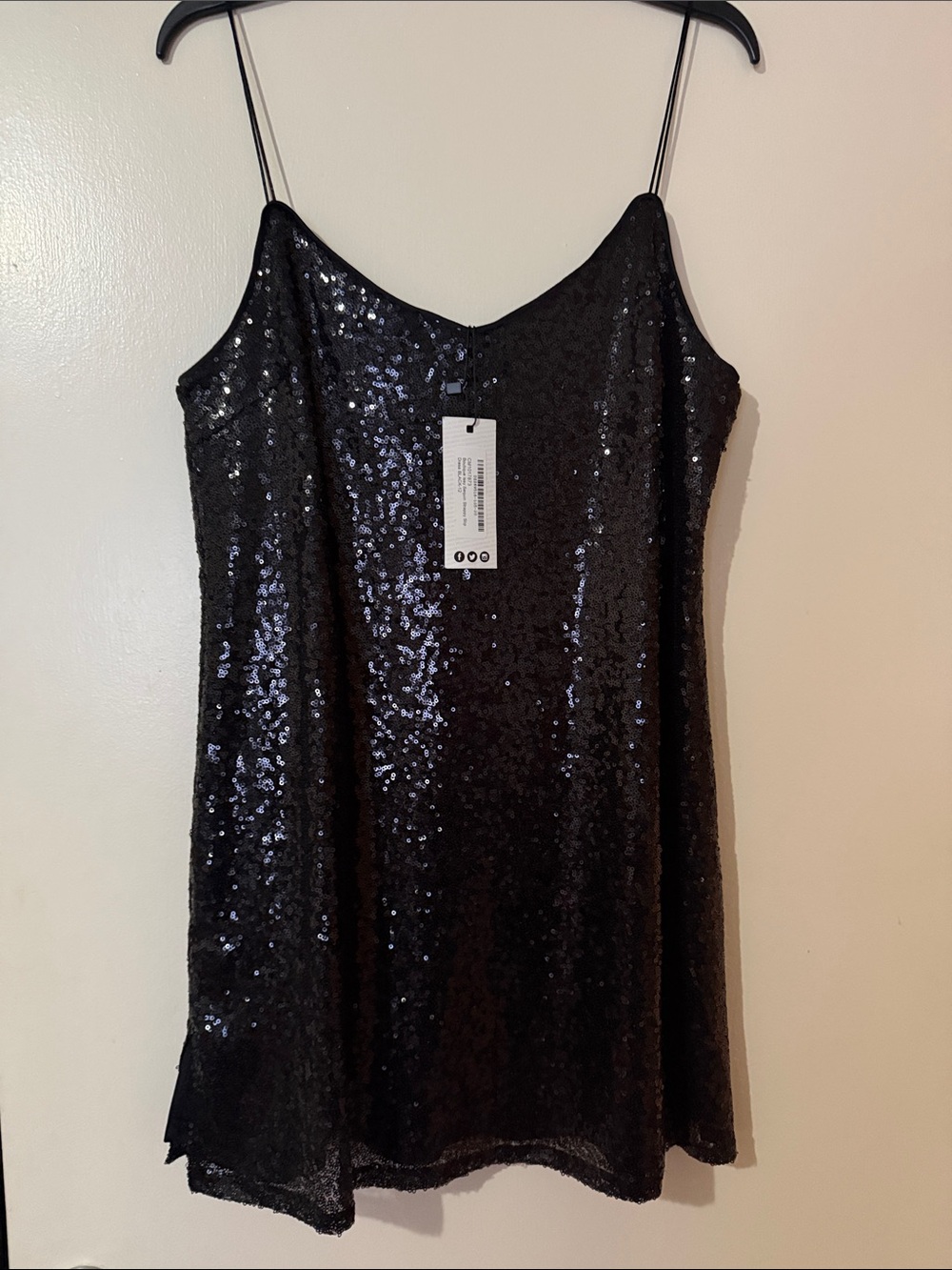 Boohoo Black Sequin Mini Slip Dress